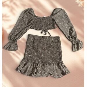 Timing - Smocked Two Piece Set - Crop Top‎ Medium, Mini Skirt Small - *NWT*